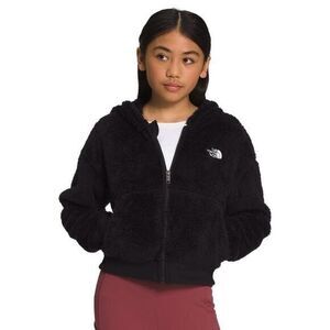 The North Face Girls Fuzzy Fleece Zip-Up Hoodie Jacket Black Warm & Cozy Size L